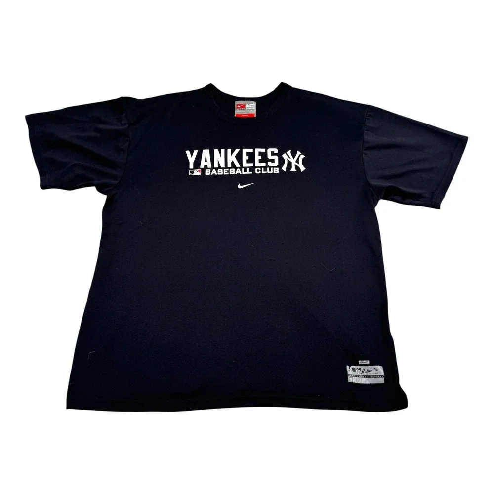 New York Yankees Shirt Mens Large Blue MLB Baseball Nike Fit Dry Performance Tee